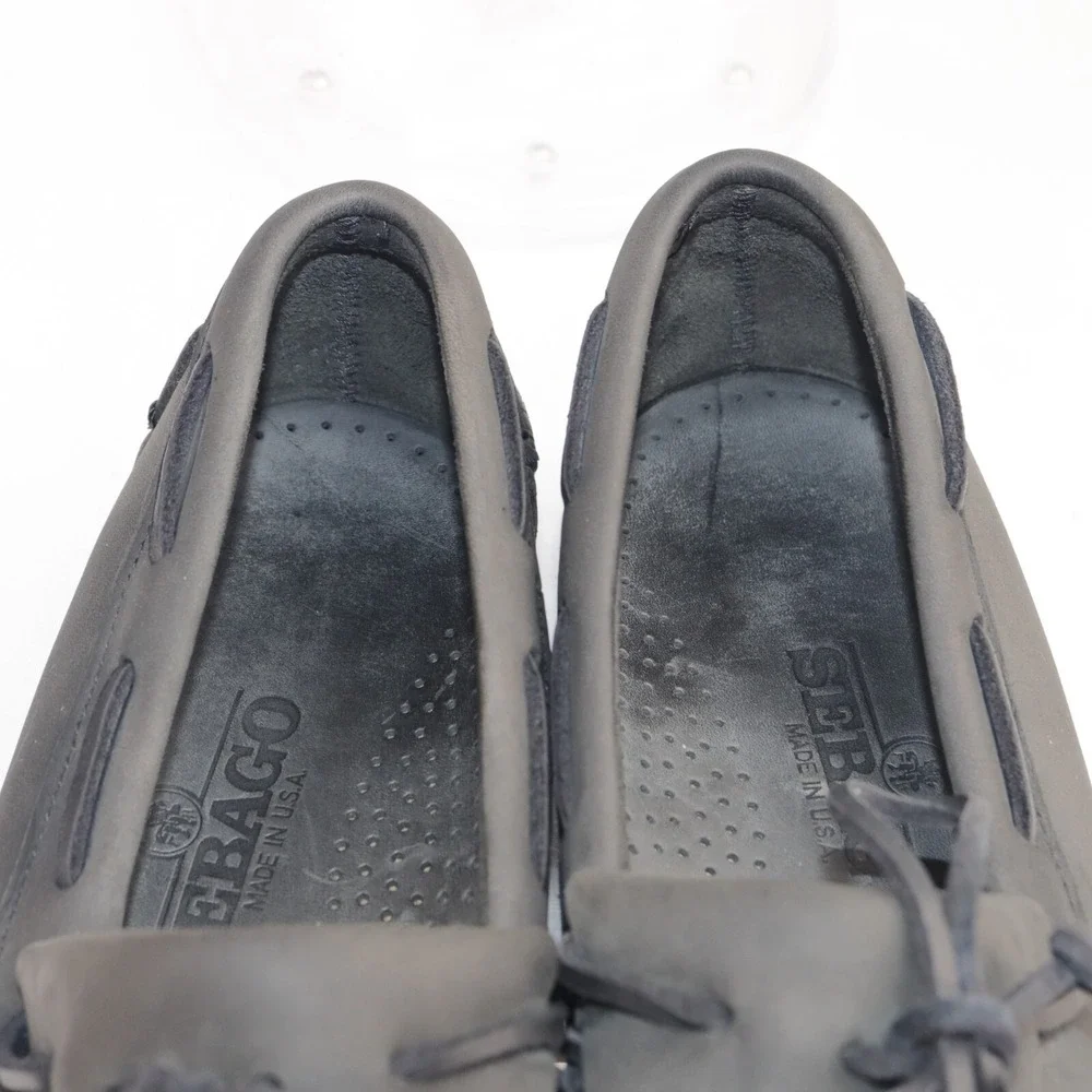 Sebago USA Mens Shawnee Boat Shoe Size 9 Gray Leather Kiltie Moc Slip On Loafers
